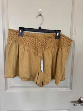 aerie Mustard Crochet-Waist Women's Shorts
